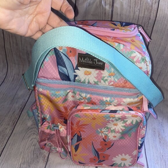 Matilda Jane Women’s Everything Packed Cooler Backpack Pink Blue Floral - Picture 11 of 13
